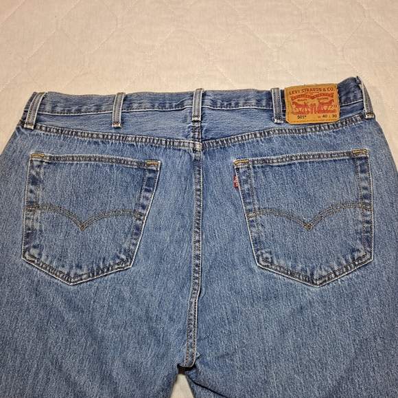 Levi's 501 Button-Fly Jeans Men's 40x30 Blue Denim Straight 5-Pkt Original-Fit - Picture 7 of 11